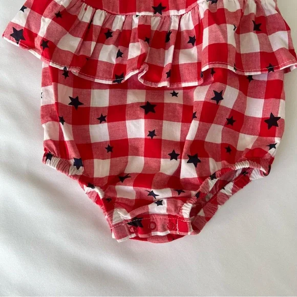 Cat & Jack Baby 12M Red Gingham Star Romper - Picture 5 of 13